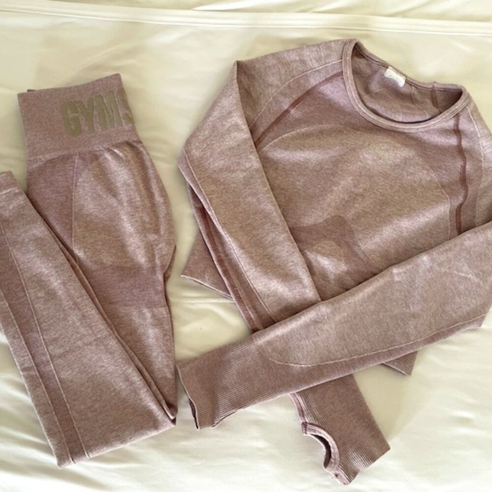 Gymshark Mauve Pink Seamless Long Sleeve Crop Top
